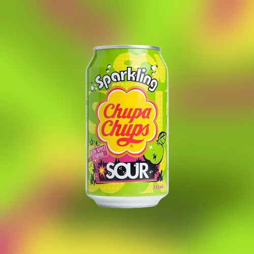Chupa Chups Sour Green Apple - zöldalmás ízű savanyú és szénsavas üdítőital 345 ml